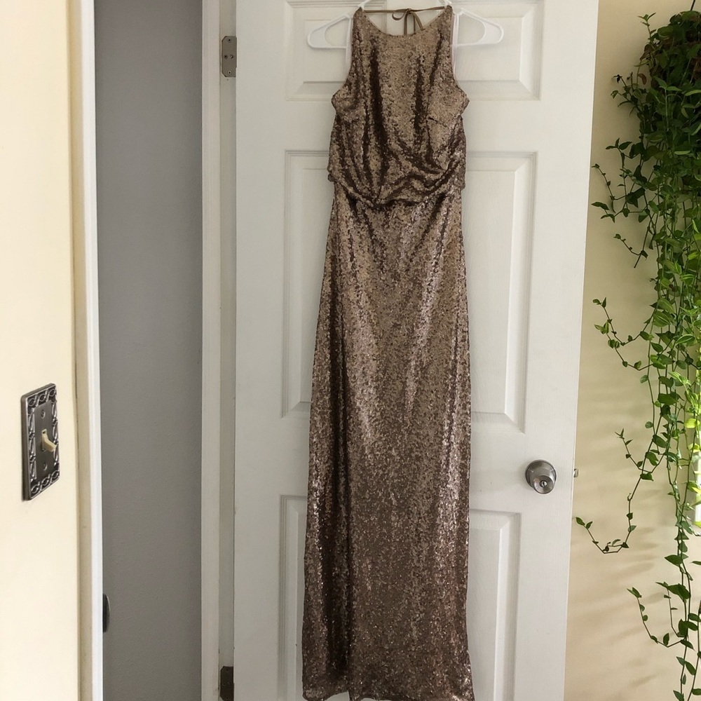Christina Wu Bronze Sequin Formal Dress